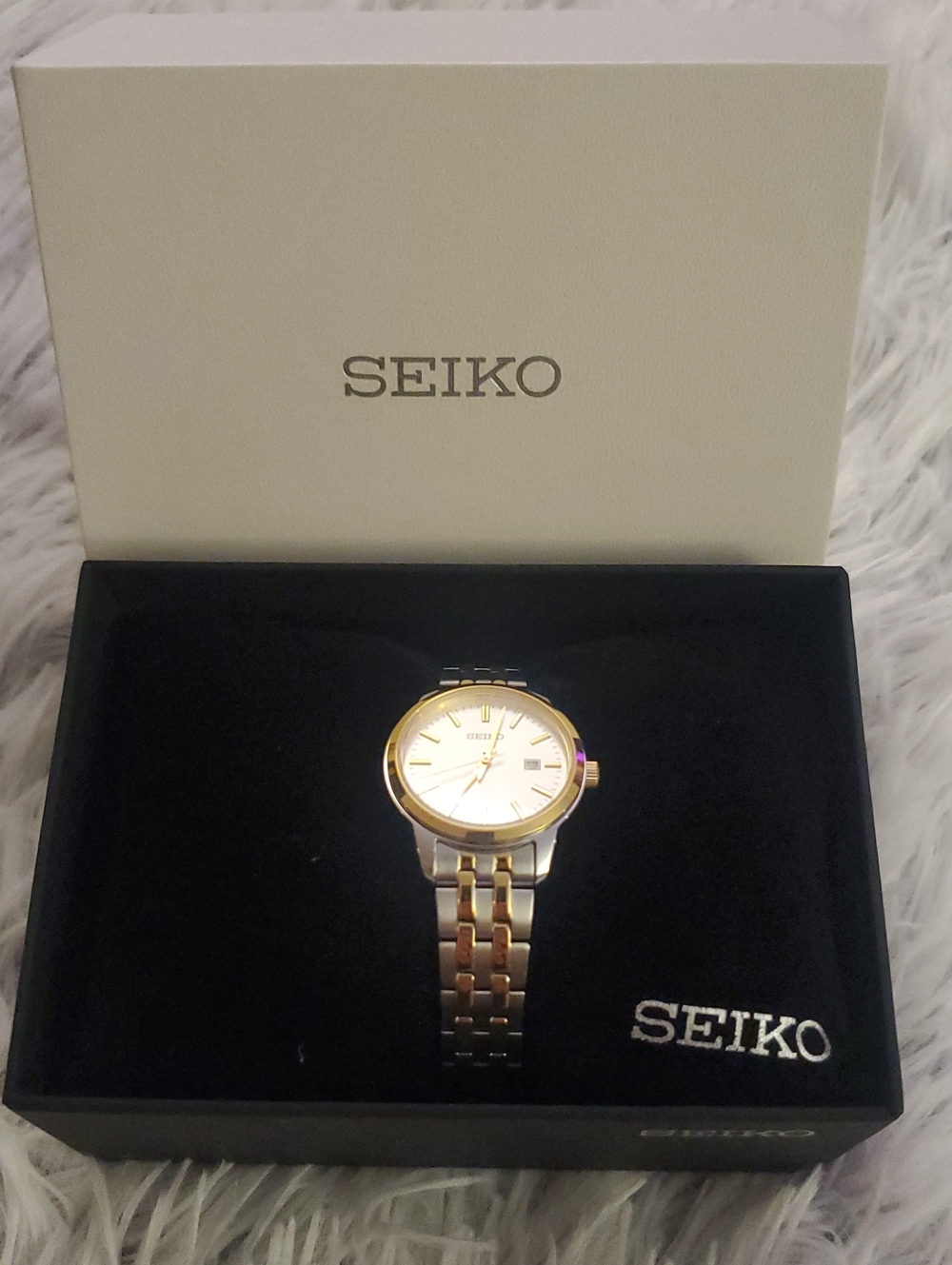*Seiko Essentials Women's Two-Tone Gold and Silver Dress Watch*